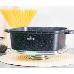 Garnek marmurowy z pokrywką Zilner ZL 9010 4.4L na indukcję 24 cm