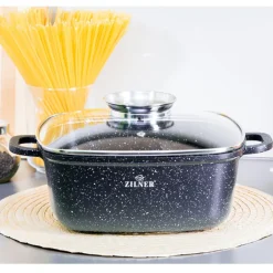 Garnek marmurowy z pokrywką Zilner ZL 9010 4.4L na indukcję 24 cm