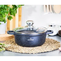 Garnek marmurowy z pokrywką Zilner ZL 9003 2.3L na indukcję 20 cm