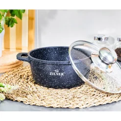 Garnek marmurowy z pokrywką Zilner ZL 9003 2.3L na indukcję 20 cm