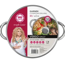 Garnek stalowy MG Home Verso Daily 22 cm 4,1 litra z pokrywką na indukcję