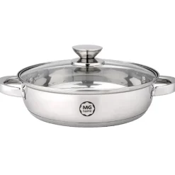 Garnek stalowy niski MG Home Verso Daily 24 cm 2,5 litra z pokrywką na indukcję