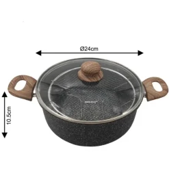 Garnek tradycyjny do smażenia frytek 24 cm z koszykiem stalowym i pokrywką 4L KingHoff