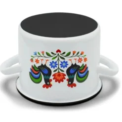 Garnek tradycyjny emaliowany 20 cm z uchwytami stalowy biały Folk 4,5 l Tragar