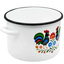 Garnek tradycyjny emaliowany 20 cm z uchwytami stalowy biały Folk 4,5 l Tragar