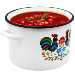 Garnek tradycyjny emaliowany 24 cm z uchwytami stalowy biały Folk 7.8L Tragar