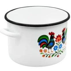 Garnek tradycyjny emaliowany 24 cm z uchwytami stalowy biały Folk 7.8L Tragar