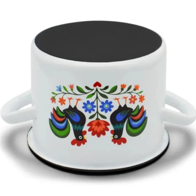 Garnek tradycyjny emaliowany 24 cm z uchwytami stalowy biały Folk 7.8L Tragar