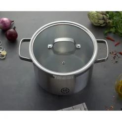 Garnek wysoki z pokrywką ze stali nierdzewnej 24 cm 7,5 l MG Home Professional
