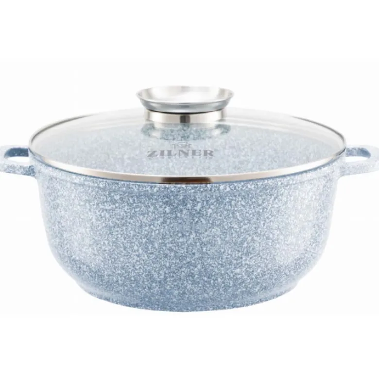 Garnek z pokrywką marmurowy Zilner ZL 7074 6.8L na indukcję 28 cm