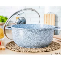 Garnek z pokrywką marmurowy Zilner ZL 7074 6.8L na indukcję 28 cm