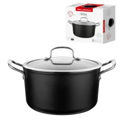 Garnek z pokrywką na indukcję i gaz Florina Stix 4 l aluminiowy czarny 24cm