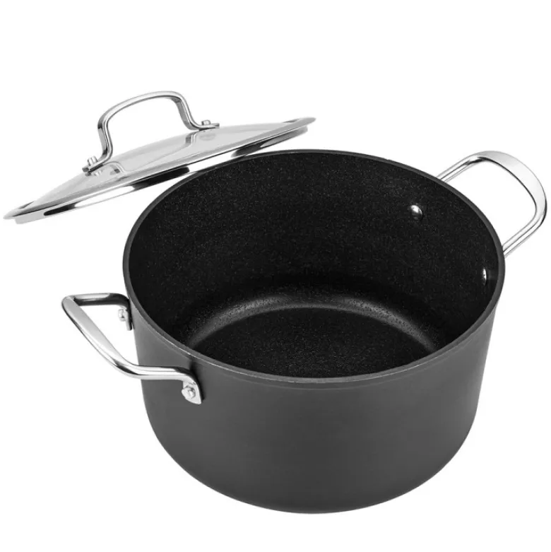 Garnek z pokrywką na indukcję i gaz Florina Stix 4 l aluminiowy czarny 24cm