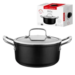 Garnek z pokrywką na indukcję i gaz Florina Stix 2,5 l średnica 20 cm czarny