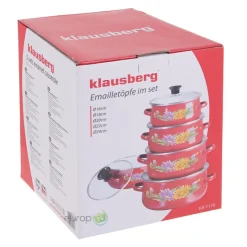Garnki emaliowane Klausberg KB 7170 zestaw garnków emaliowane garnek GAZ emalia kremowe