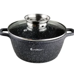 Garnki marmurowe zestaw 3 garnków granitowych indukcyjnych z pokrywkami Elitehoff E 7061