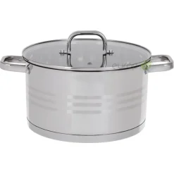 Garnki stalowe Hoffner Elegance HF 9936 12 elementowy zestaw garnków z patelnią Indukcja Gaz