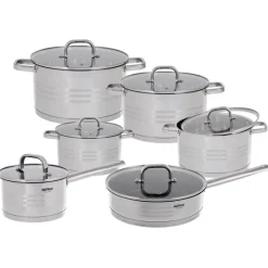 Garnki stalowe Hoffner Elegance HF 9936 12 elementowy zestaw garnków z patelnią Indukcja Gaz