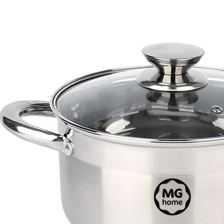 Garnki stalowe szczotkowane MG Home Moderno 6 el zestaw 3 garnków z pokrywkami na indukcję