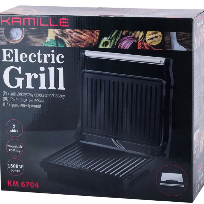 Grill elektryczny 1500W opiekacz rozkładany toster KM 6704 Kamille