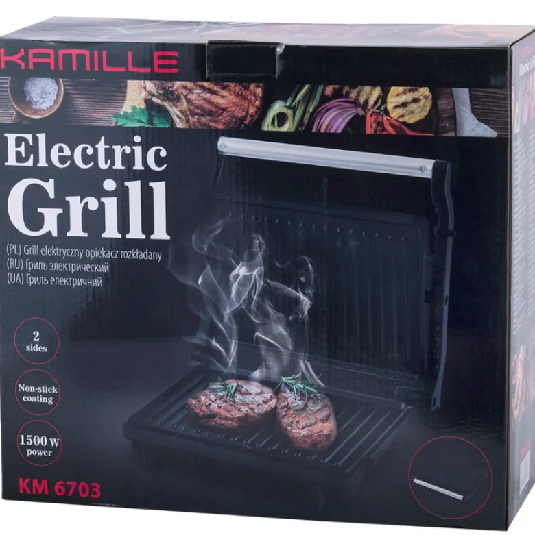 Grill elektryczny 1500W opiekacz składany toster KM 6703 Kamille
