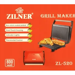 Grill elektryczny Zilner ZL-520 opiekacz 800W czerwony toster