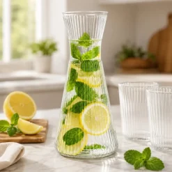 Karafka szklana 1000 ml do wody lemoniady szkło ryflowane Tragar