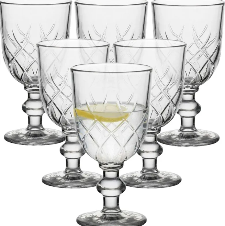 Kielichy do wody 250 ml wina soku Florina Corda zestaw 6 szklanek na nóżce PRL