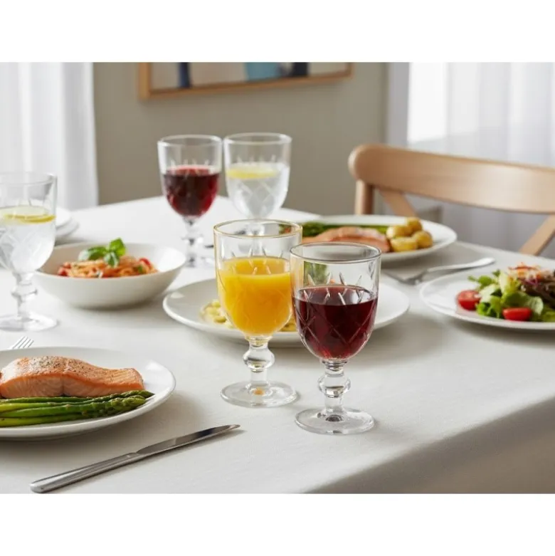 Kielichy do wody 250 ml wina soku Florina Corda zestaw 6 szklanek na nóżce PRL