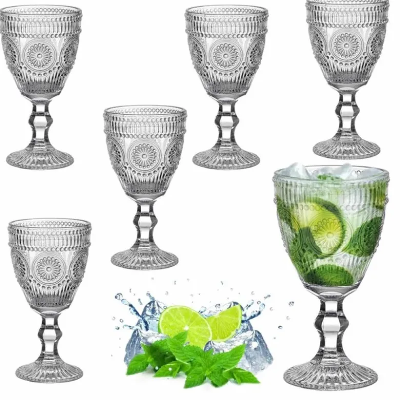 Kielichy do wody 300 ml zestaw 6 szklanek na nóżce Florina Rosetta