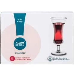 Kieliszki do likieru nalewek wódki 50 ml Altom Diamond na nóżce zestaw 6 sztuk