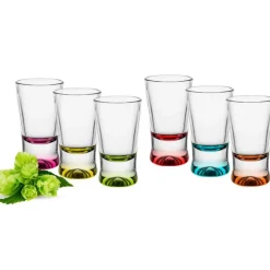 Kieliszki do wódki 25 ml Glasmark IKS komplet 6 sztuk kolorowe dno