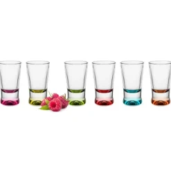 Kieliszki do wódki 25 ml Glasmark IKS komplet 6 sztuk kolorowe dno