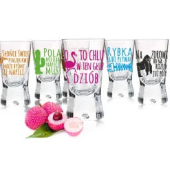 Kieliszki do wódki 25 ml Glasmark IKS komplet 6 sztuk śmieszny nadruk zwierzęta