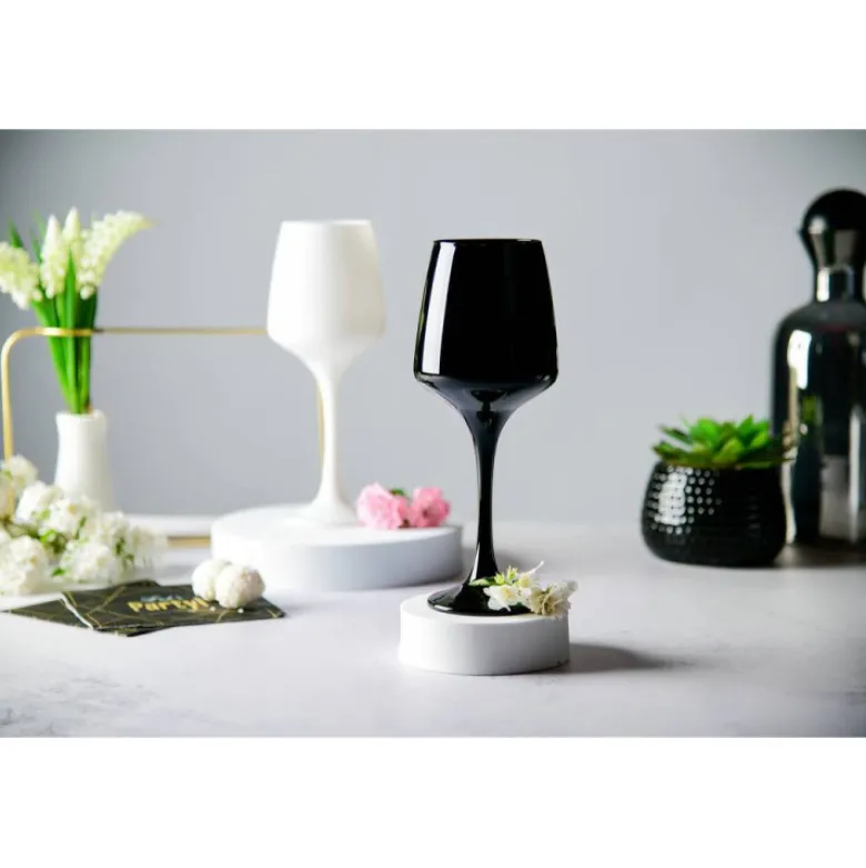 Kieliszki do wina Glasmark 360 ml komplet 6 sztuk czarne i białe