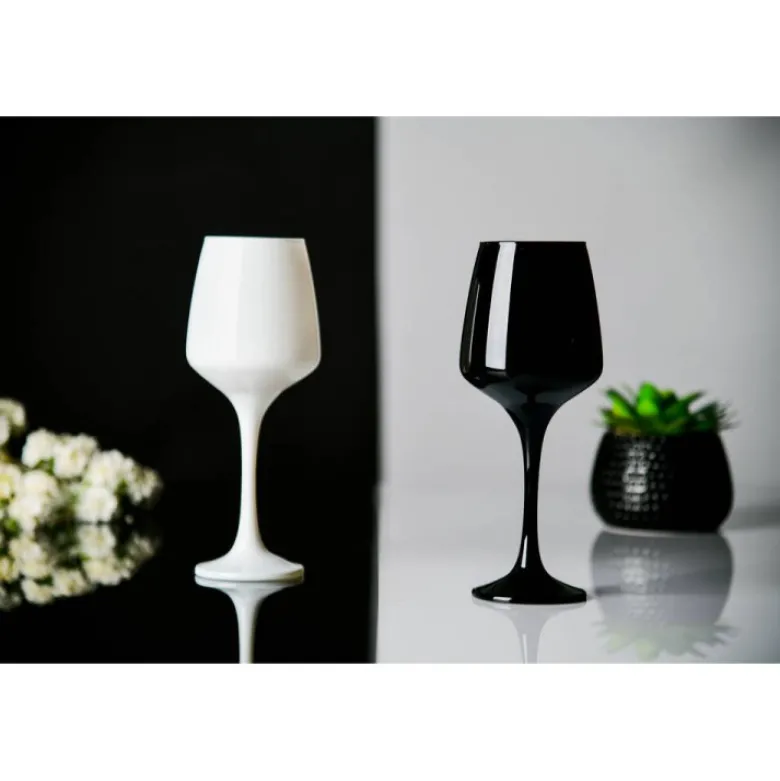 Kieliszki do wina Glasmark 360 ml komplet 6 sztuk czarne i białe