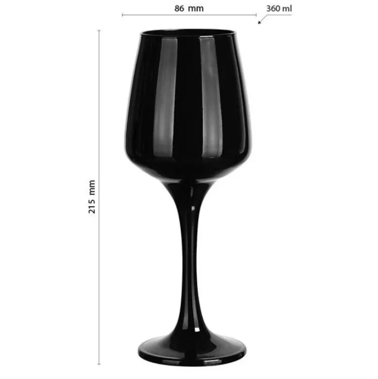 Kieliszki do wina Glasmark 360 ml komplet 6 sztuk czarne i białe
