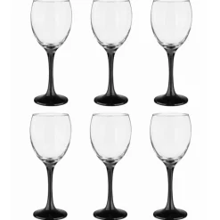 Kieliszki do wina Glasmark 300 ml komplet 6 sztuk z czarną nóżką