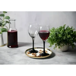 Kieliszki do wina Glasmark 300 ml komplet 6 sztuk z czarną nóżką