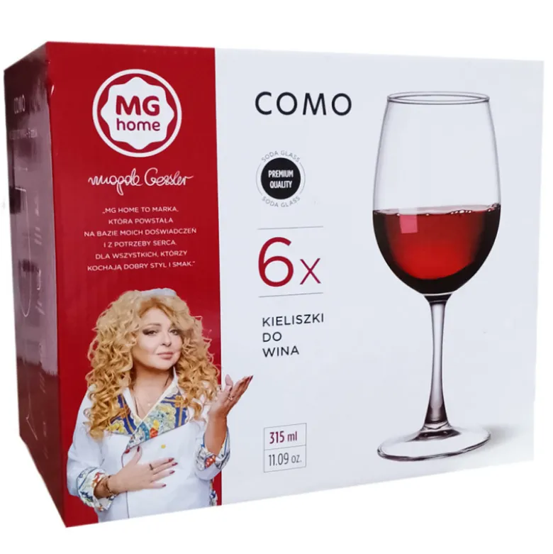 Kieliszki do wina 315 ml bezbarwne grube szkło Como MG Home