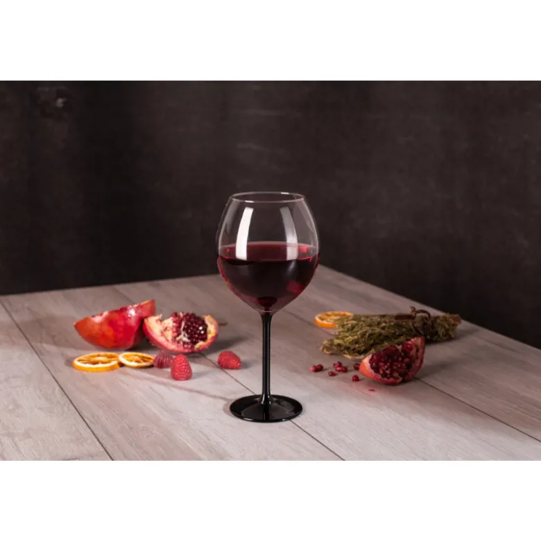 Kieliszki do wina 700 ml duże Altom Onyx komplet 4 sztuk z czarną nóżką
