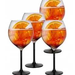 Kieliszki do wina 700 ml duże Altom Onyx komplet 4 sztuk z czarną nóżką