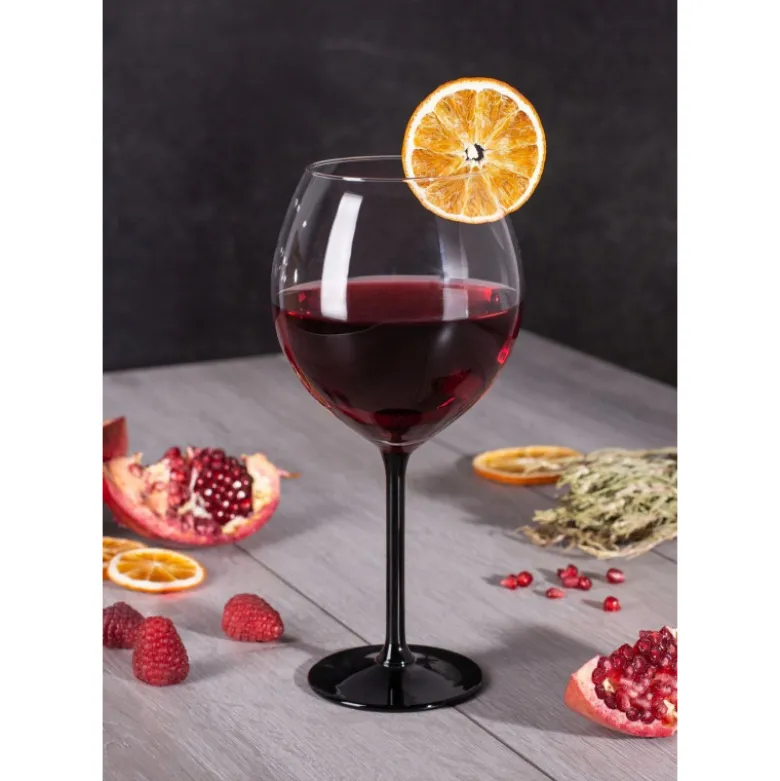 Kieliszki do wina 700 ml duże Altom Onyx komplet 4 sztuk z czarną nóżką