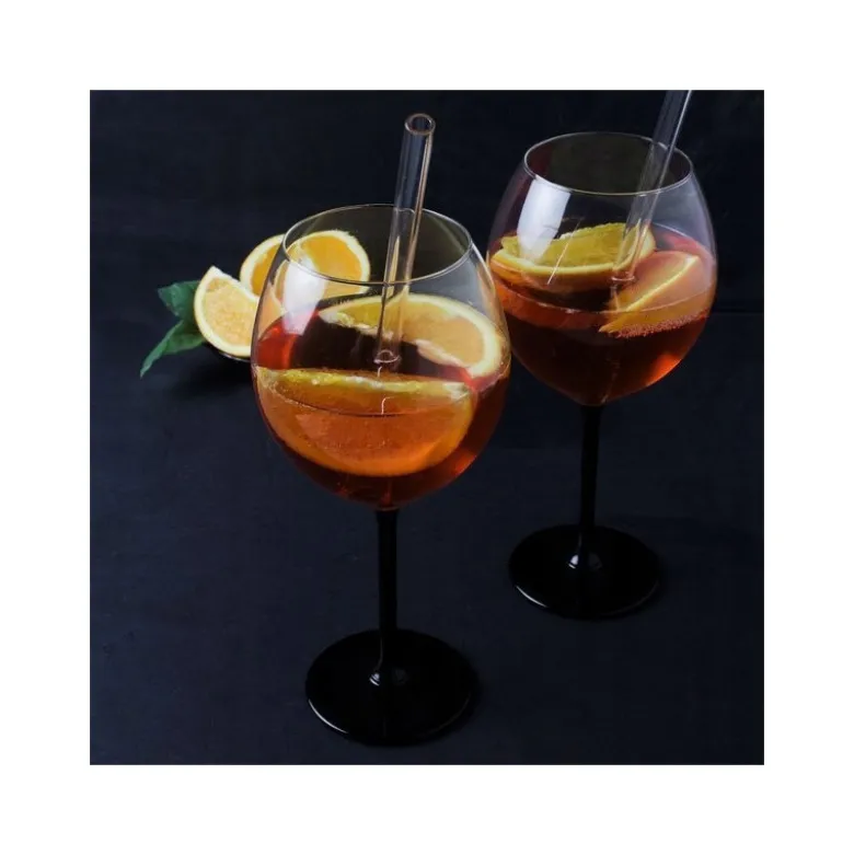 Kieliszki do wina 700 ml duże Altom Onyx komplet 4 sztuk z czarną nóżką