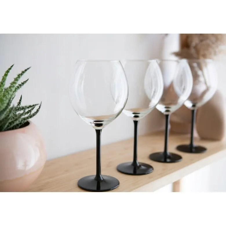 Kieliszki do wina 700 ml duże Altom Onyx komplet 4 sztuk z czarną nóżką