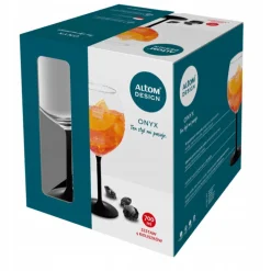 Kieliszki do wina 700 ml duże Altom Onyx komplet 4 sztuk z czarną nóżką