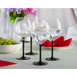 Kieliszki do wina 700 ml duże Altom Onyx komplet 4 sztuk z czarną nóżką