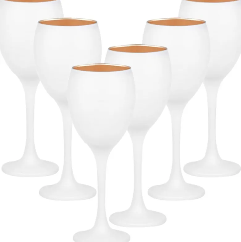 Kieliszki do wina 300 ml Glasmark Glamour komplet 6 sztuk biało-złote