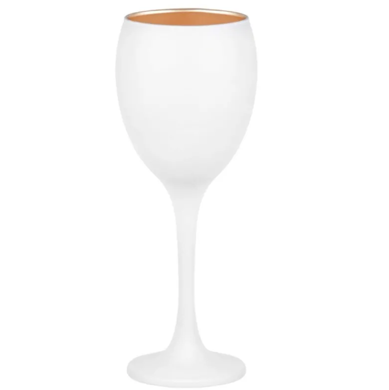 Kieliszki do wina 300 ml Glasmark Glamour komplet 6 sztuk biało-złote