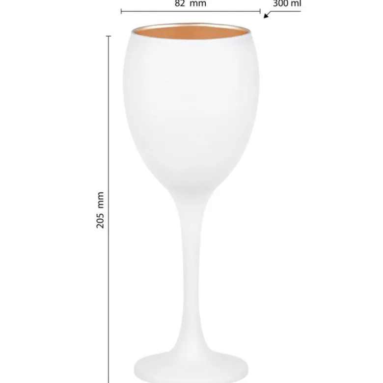 Kieliszki do wina 300 ml Glasmark Glamour komplet 6 sztuk biało-złote